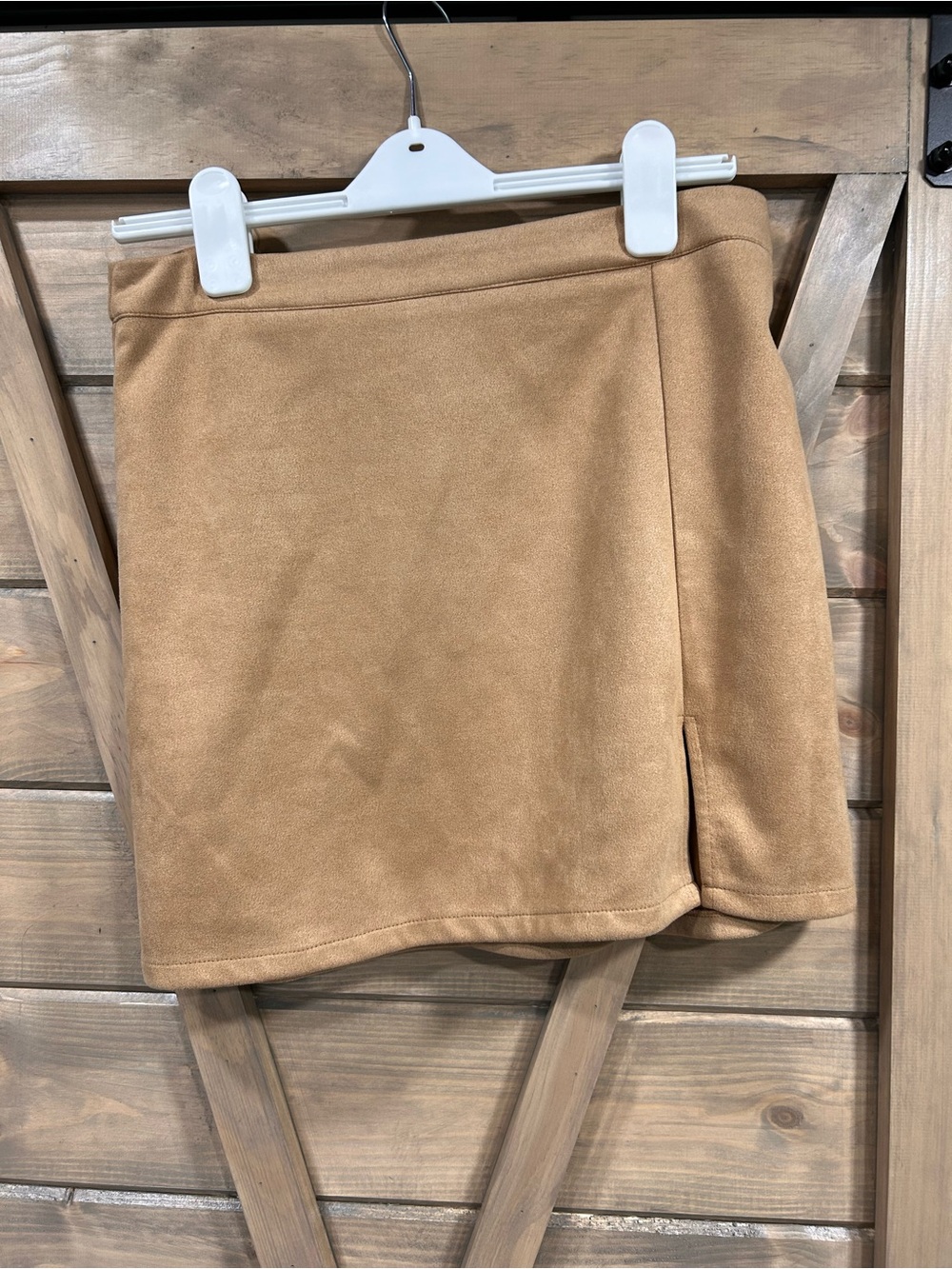Classic Suede Mini Skirt with Side Slit